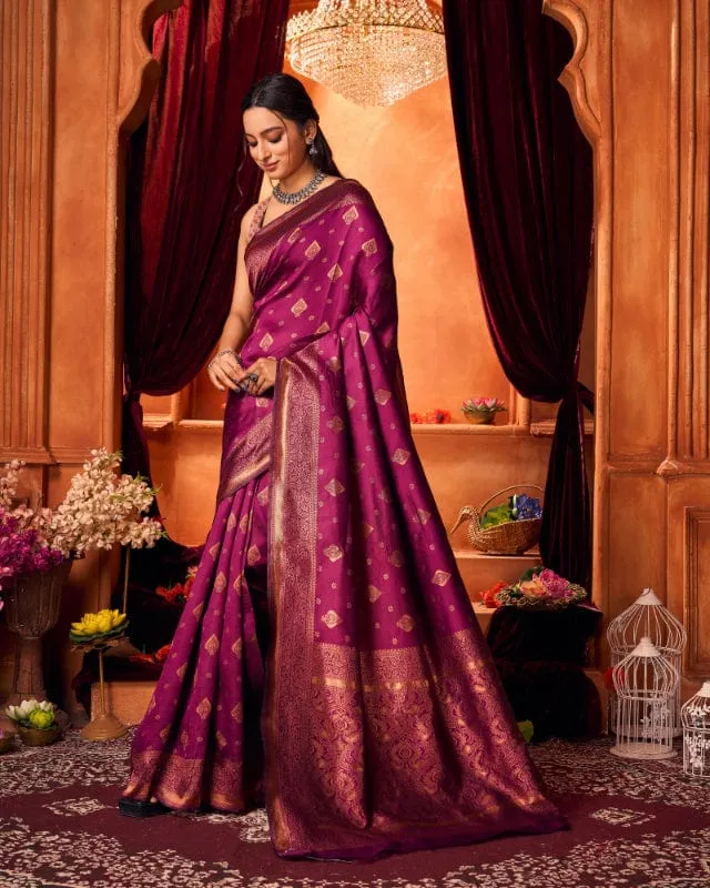 Varanga Festive Wear Stylist Silk Purple Woven Banarasi Kanjivaram Saree