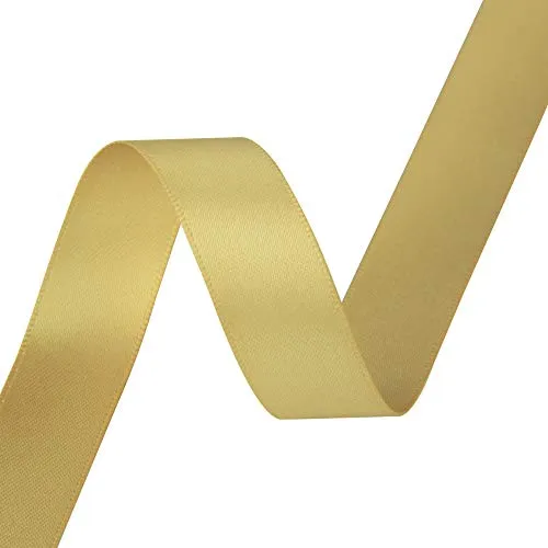 VATIN 5/8 inch Double Faced Polyester Gold Satin Ribbon - 25 Yard Spool, Perfect for Wedding Decor, Wreath, Baby Shower,Gift Package Wrapping and Other Projects