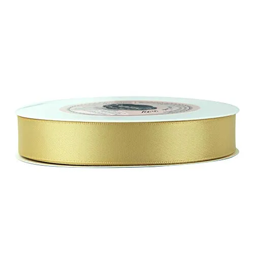 VATIN 5/8 inch Double Faced Polyester Gold Satin Ribbon - 25 Yard Spool, Perfect for Wedding Decor, Wreath, Baby Shower,Gift Package Wrapping and Other Projects