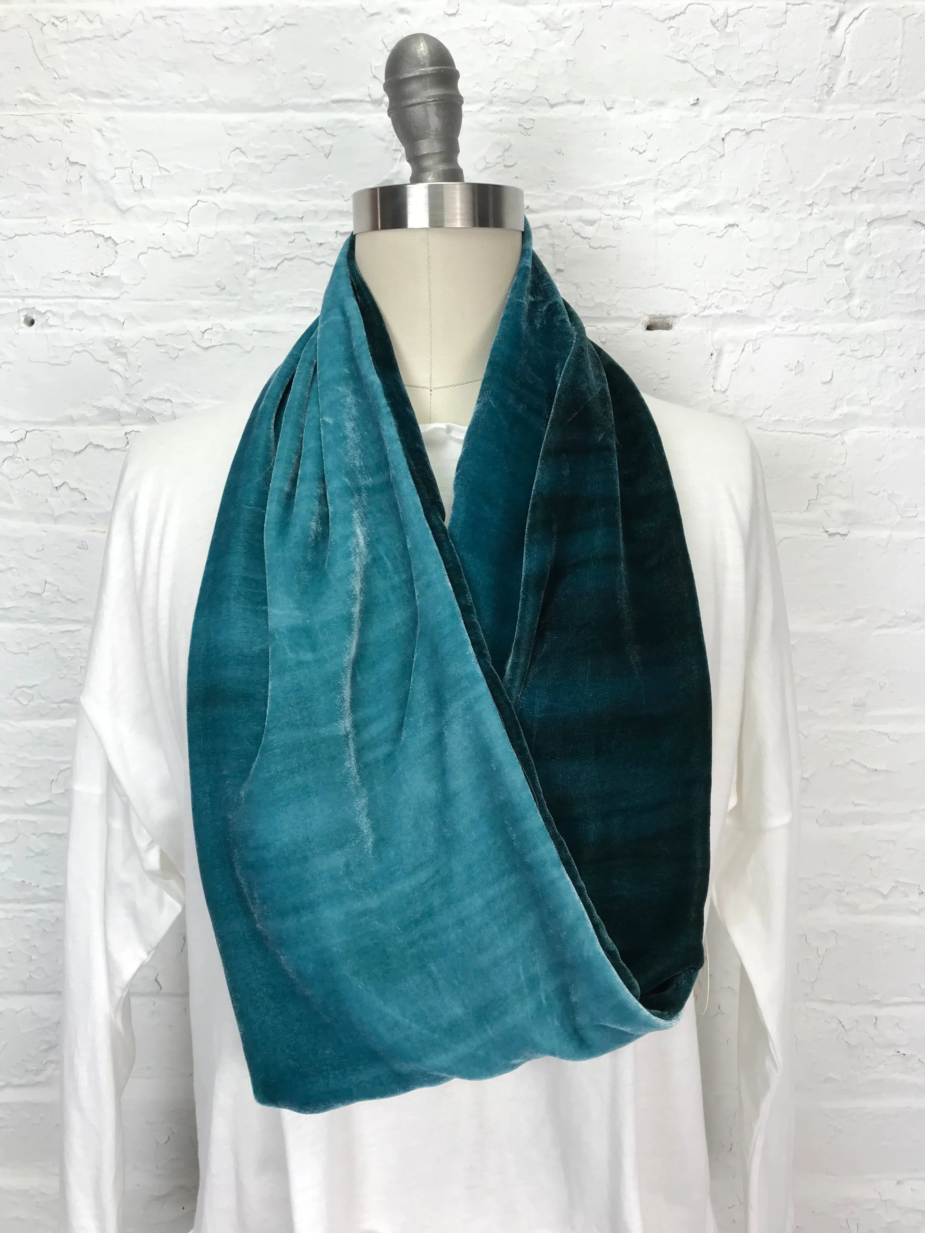 Velvet Cowl Necklace in Winter Mint