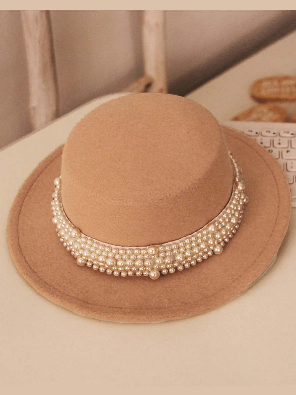 Velvet Darling Pearl Embellished Hat