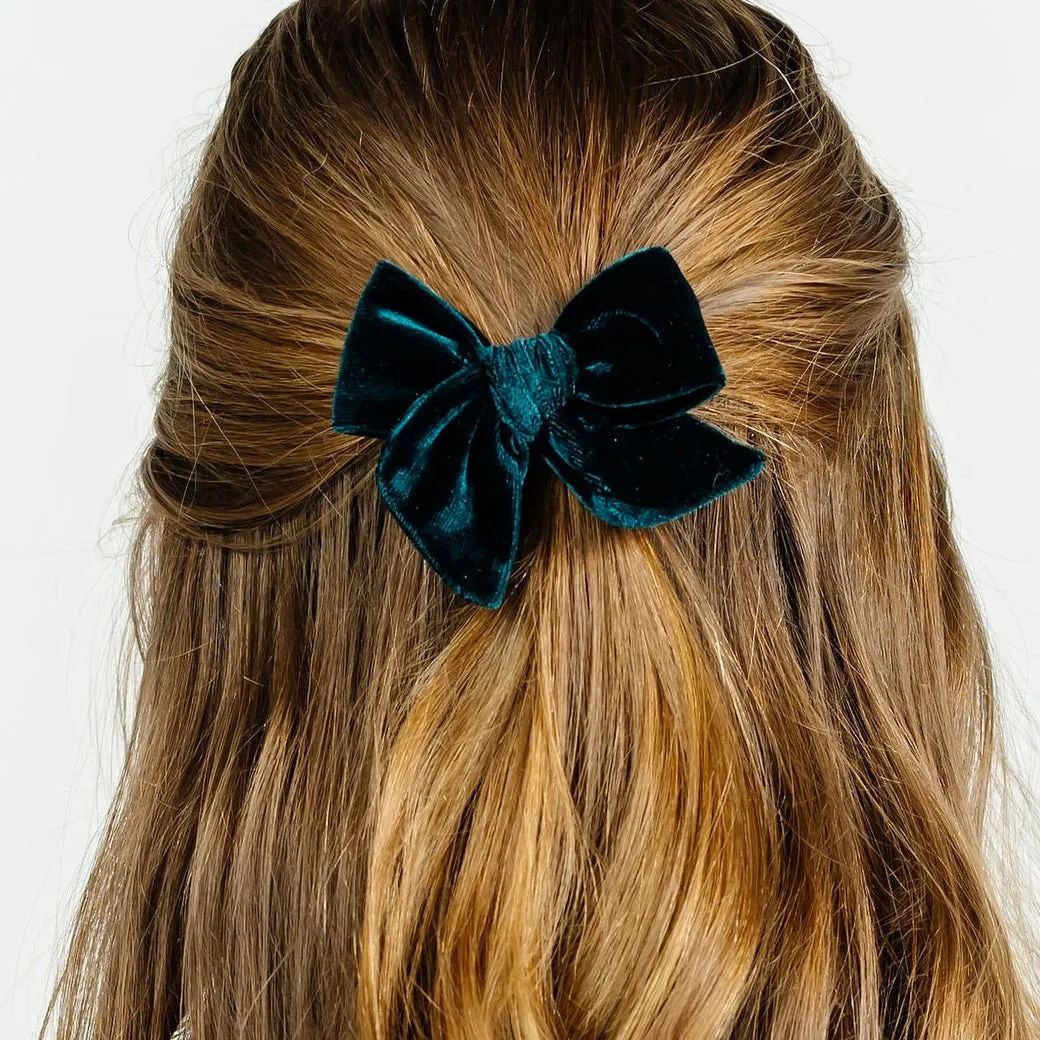 Velvet - Emerald Bow Clip