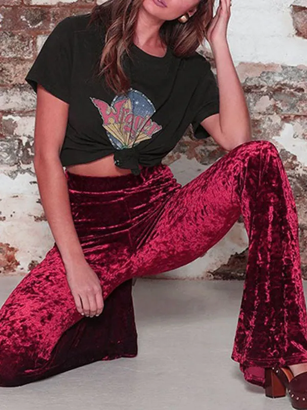 Velvet Flare Leg Pants