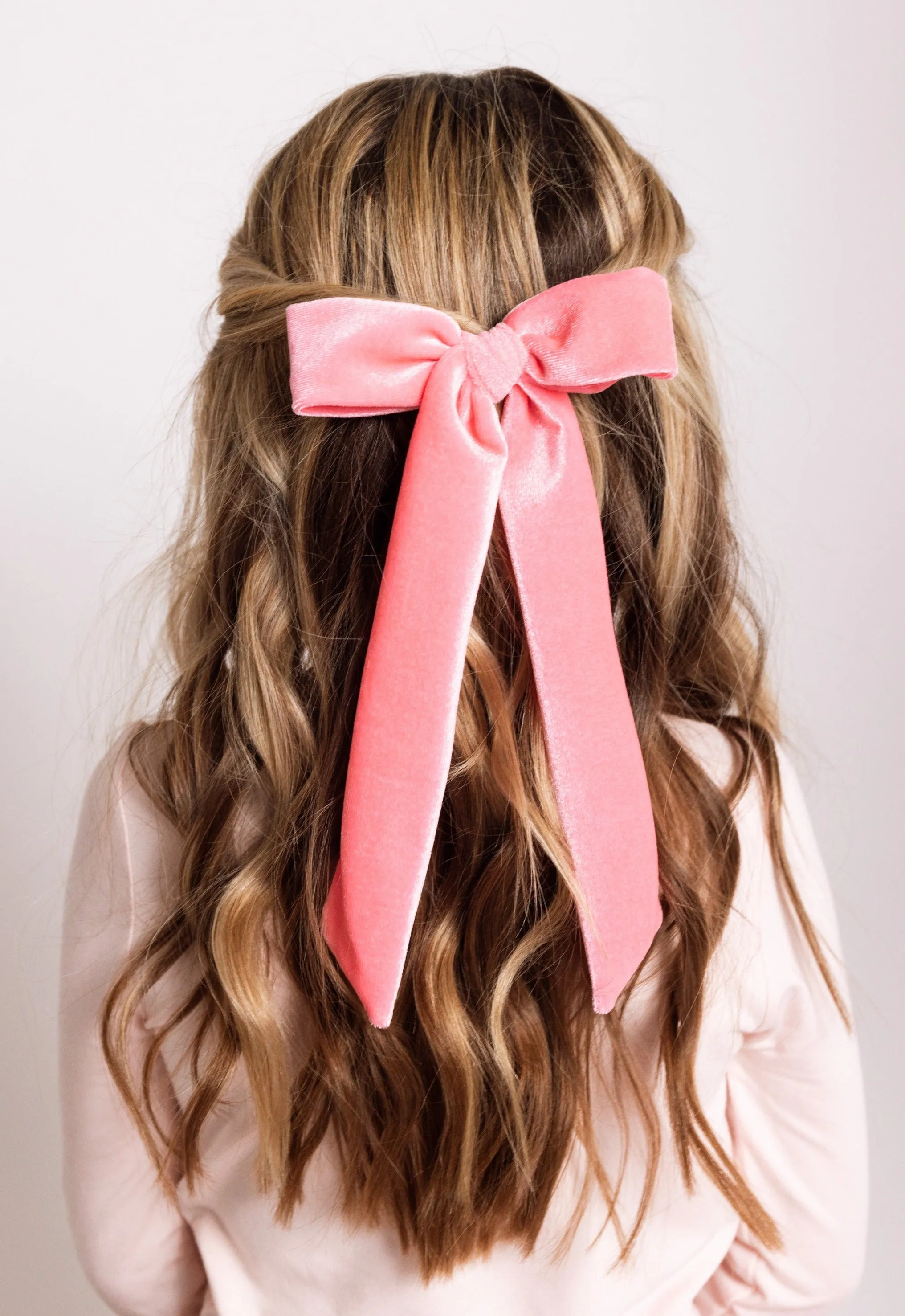 Velvet - Melon Pink Bow Sash Clip