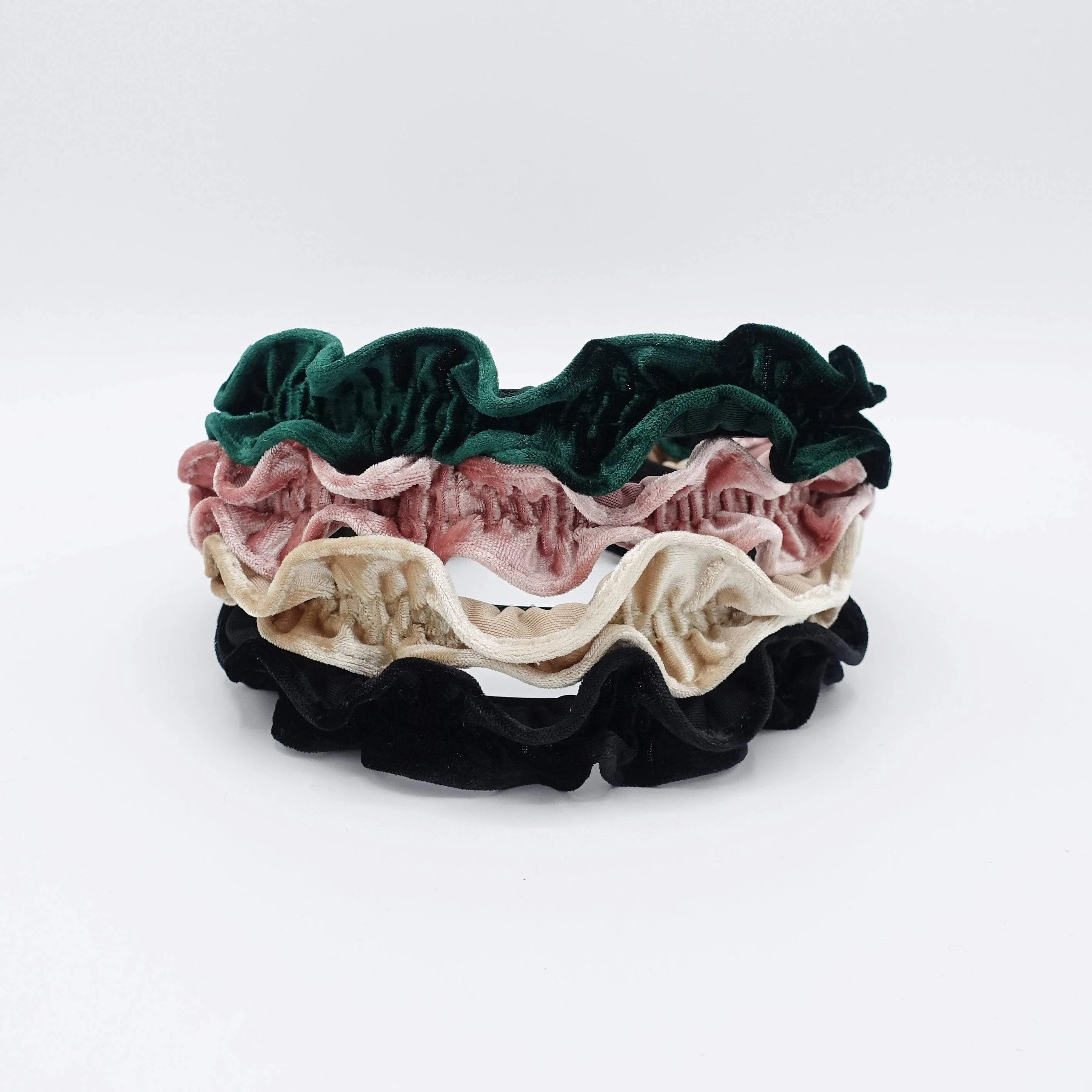 velvet pleats headband narrow ruffle wave hairband