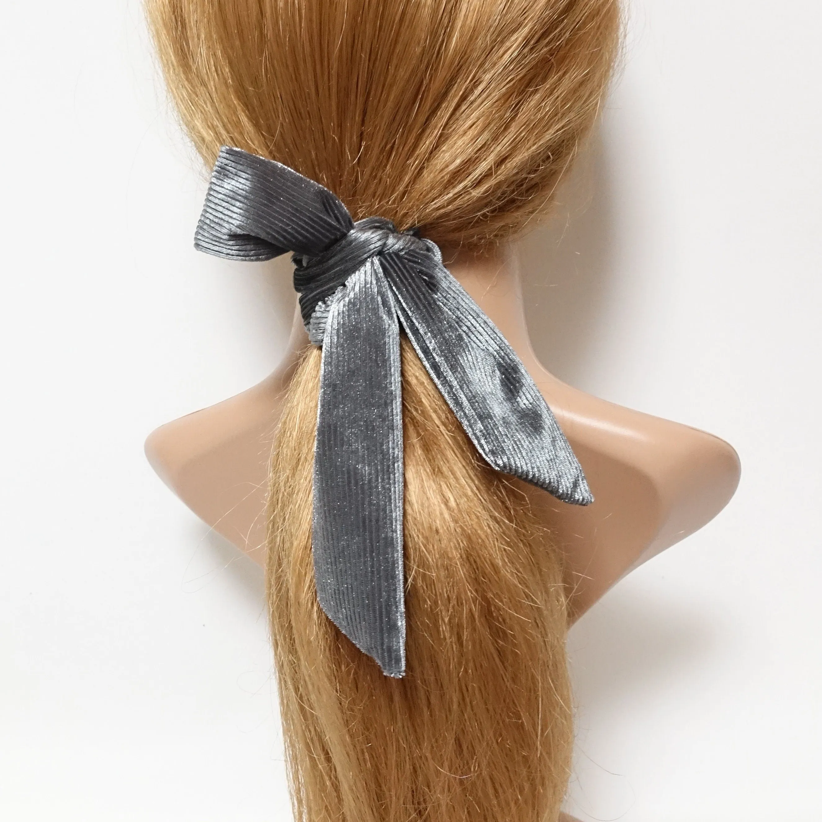 velvet stripe long tail bow knot scrunchies women hair elastic tie scrunchie accessory