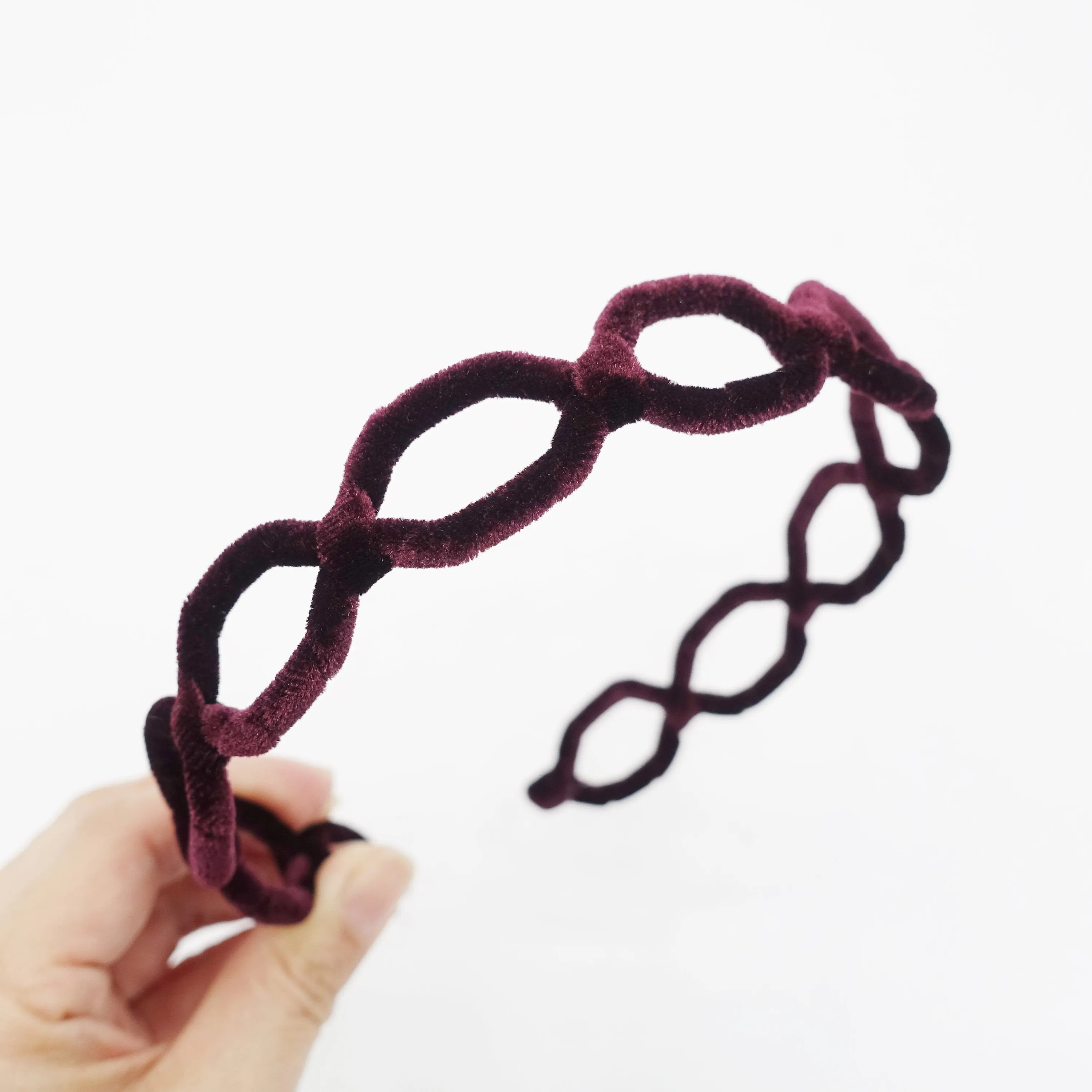 velvet wrap honeycomb pattern headband for women hairband Fall Winter hair accessory