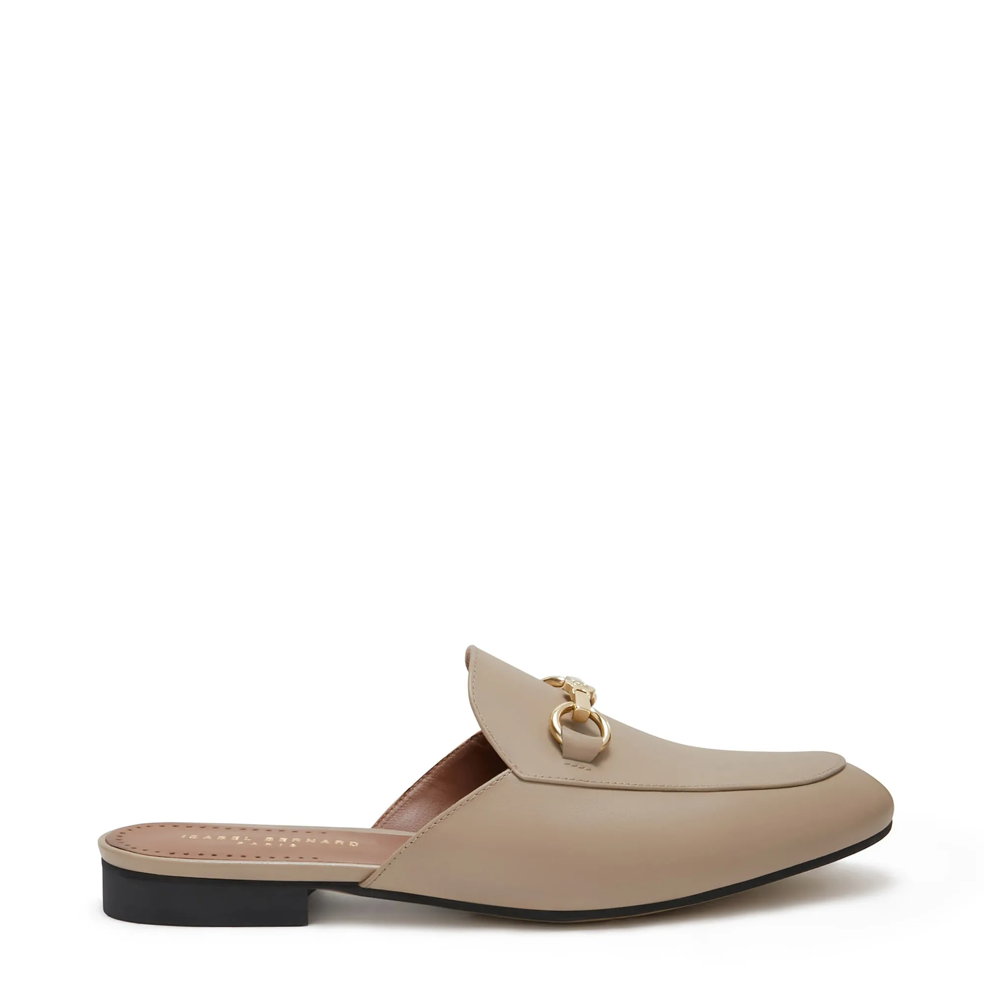 Vendôme Fleur taupe calfskin leather backless loafers