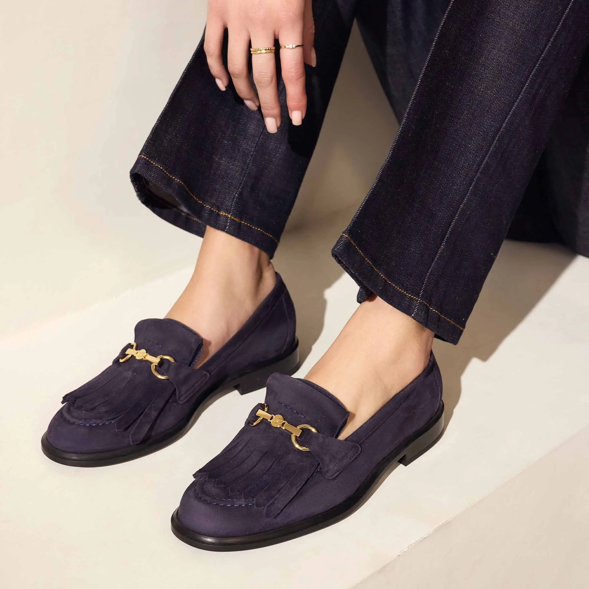 Vendôme Lave blue suede loafers