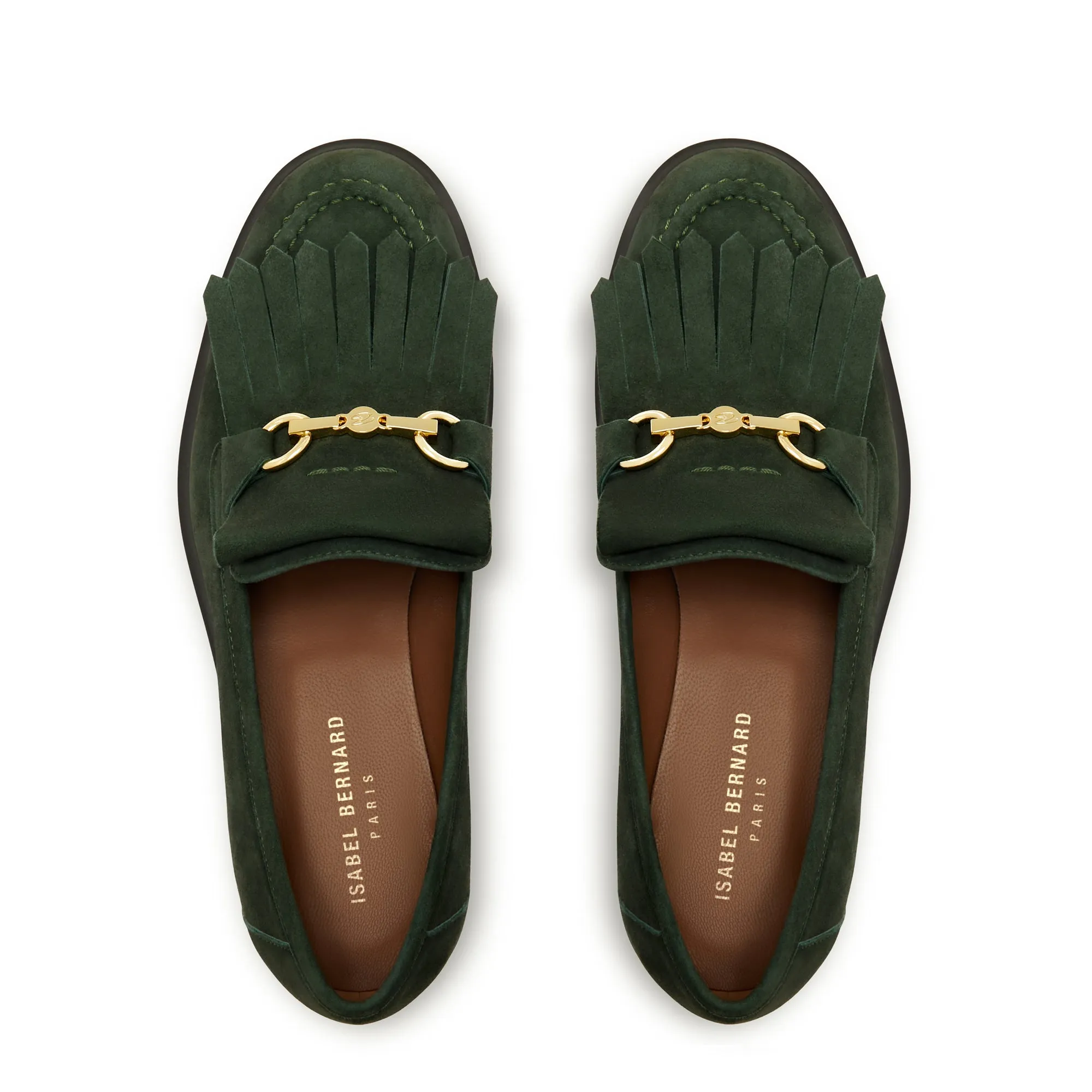 Vendôme Lave dark green suede loafers