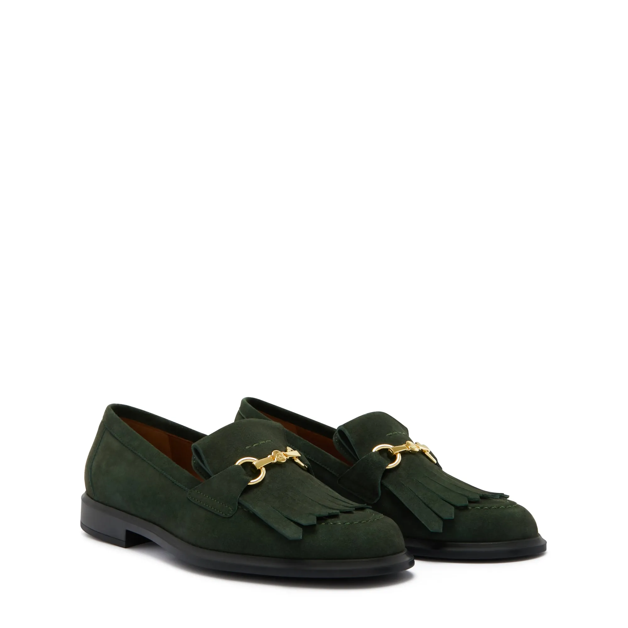 Vendôme Lave dark green suede loafers