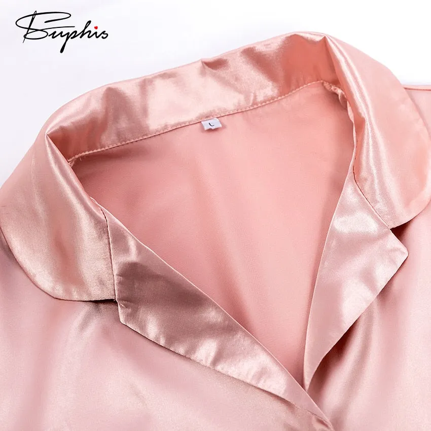 VenusFox Satin Nightshirt With Shorts Nightwear Suit Silk Pajama Short Sleeve Casual Pajama Sets Women Sleepwear Summer