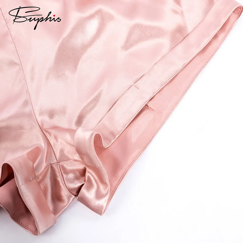 VenusFox Satin Nightshirt With Shorts Nightwear Suit Silk Pajama Short Sleeve Casual Pajama Sets Women Sleepwear Summer