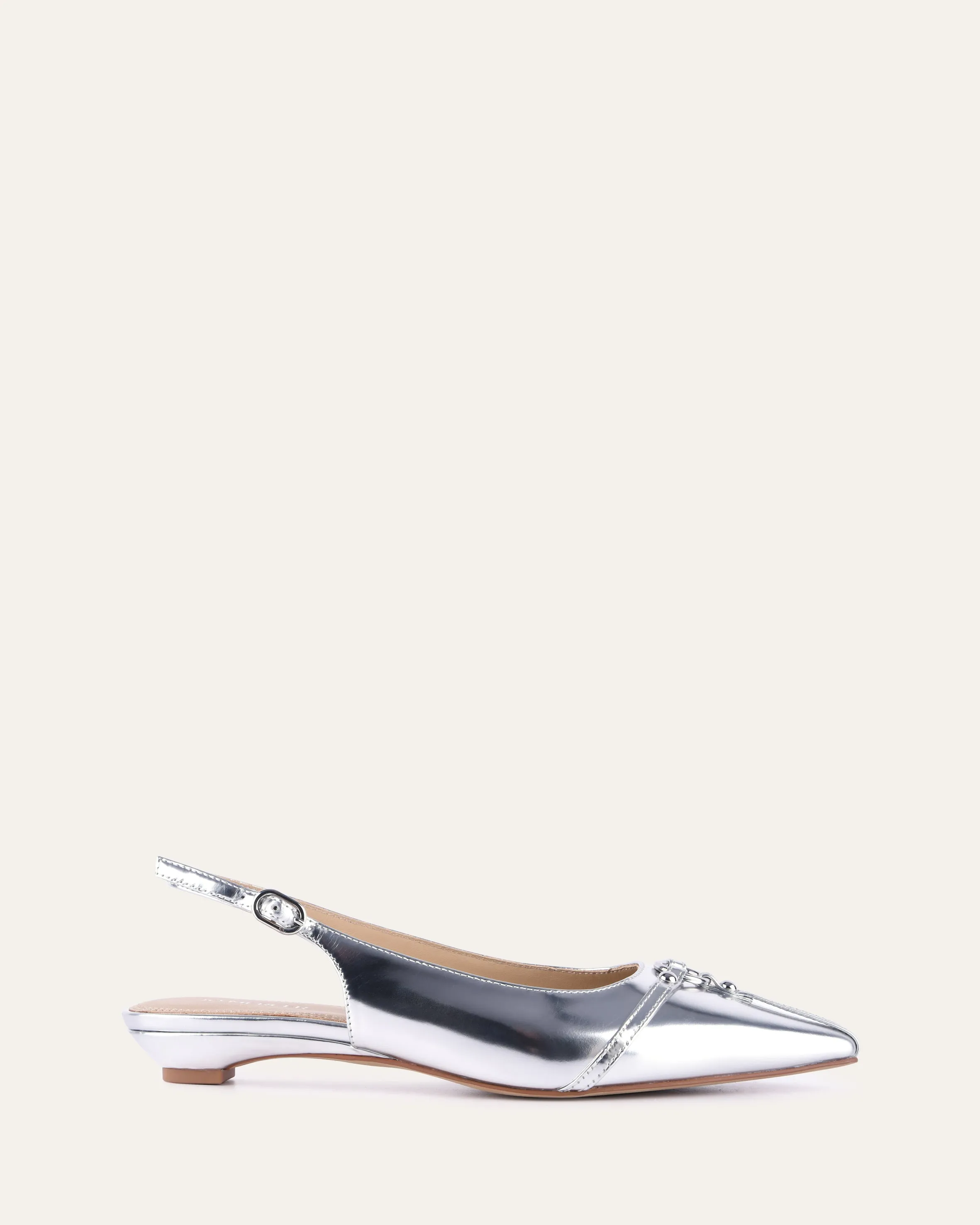 VICTORIA DRESS FLATS SILVER PATENT