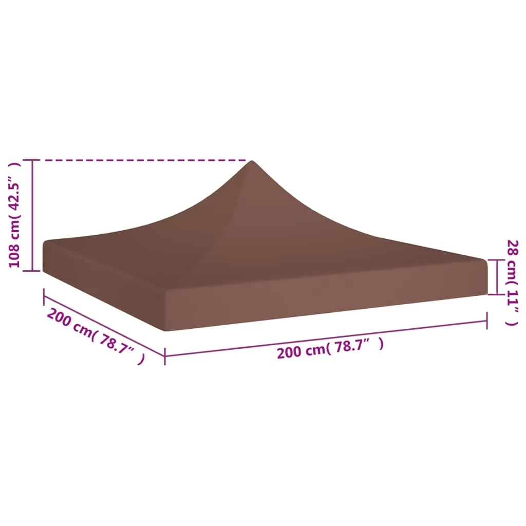 vidaXL Party Tent Roof 2x2 m Brown 270 g/m²