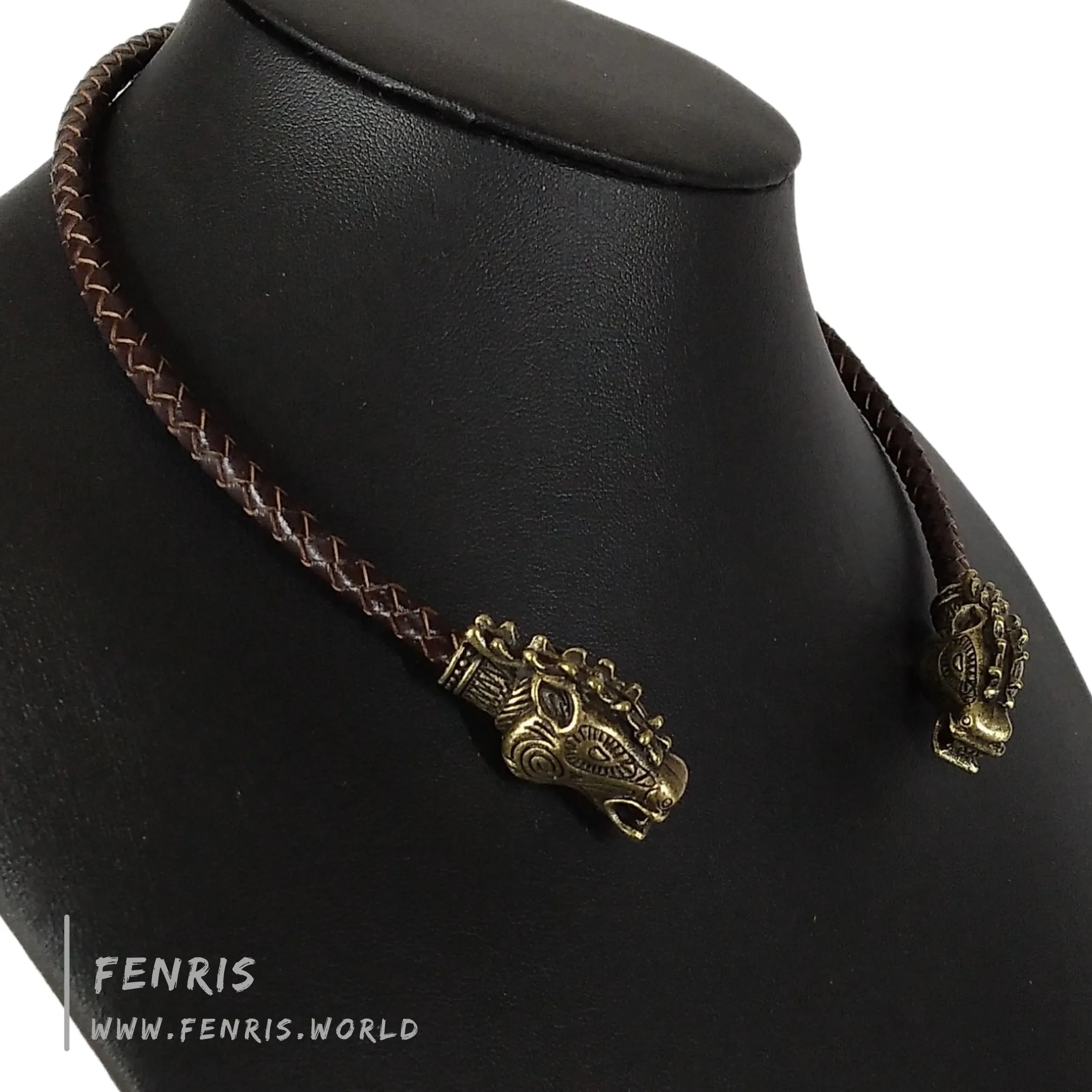 Viking Torc Bronze Stag Brown Leather | Fenris