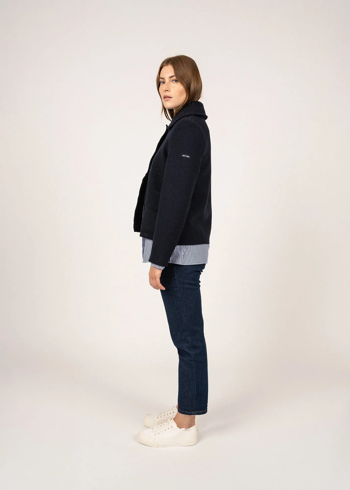 Villedieu short jacket - in boiled wool (NAVY)