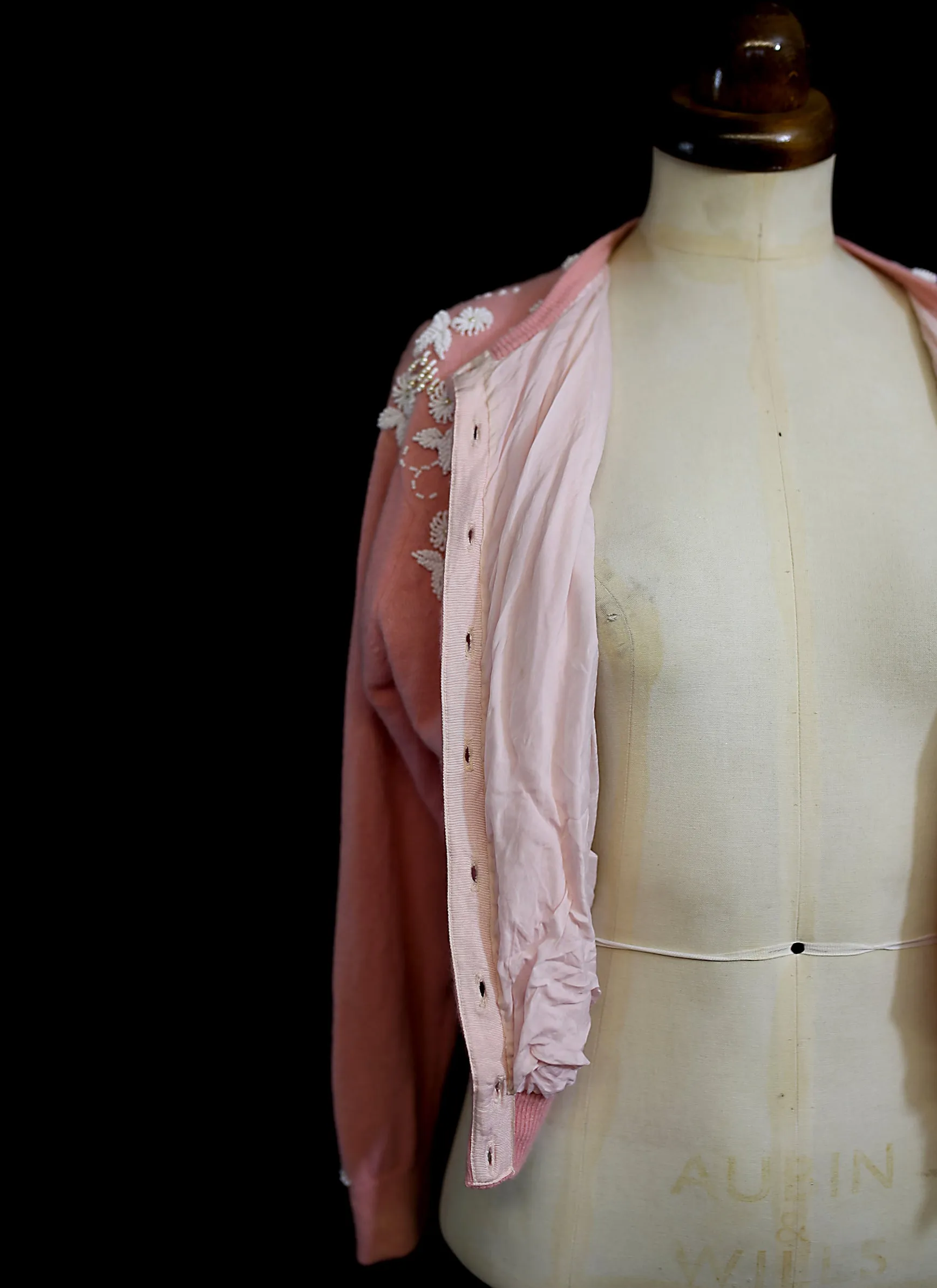 Vintage 1950s Pink Beaded Cardigan