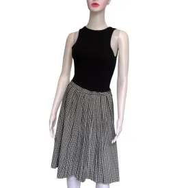 Vintage 1950s Pleated Black & White Checkered Skirt