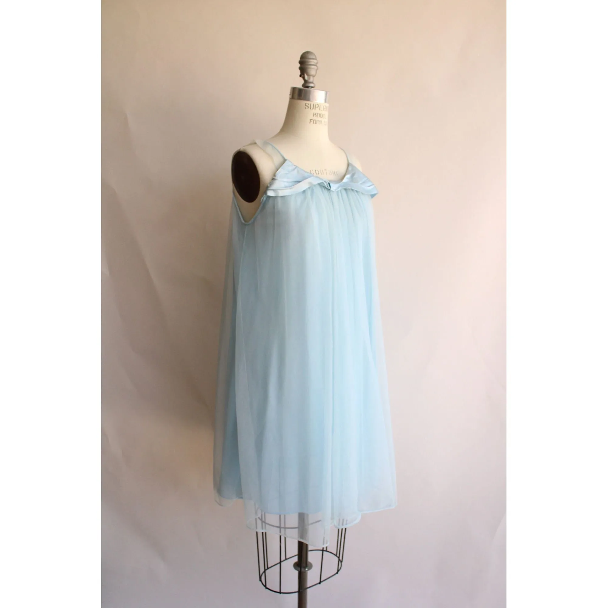 Vintage 1960s Nightgown Blue Babydoll Nightgown