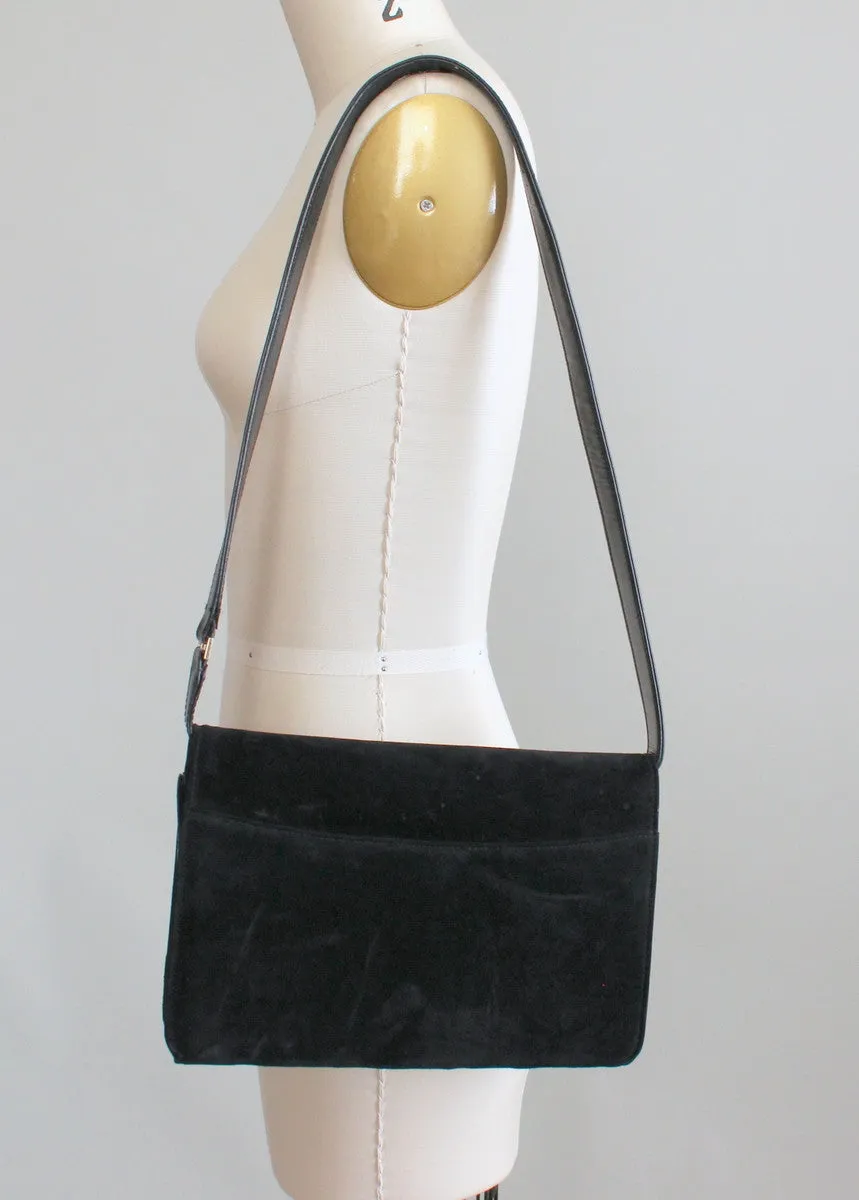 Vintage 1970s Gucci Black Suede Shoulder Purse