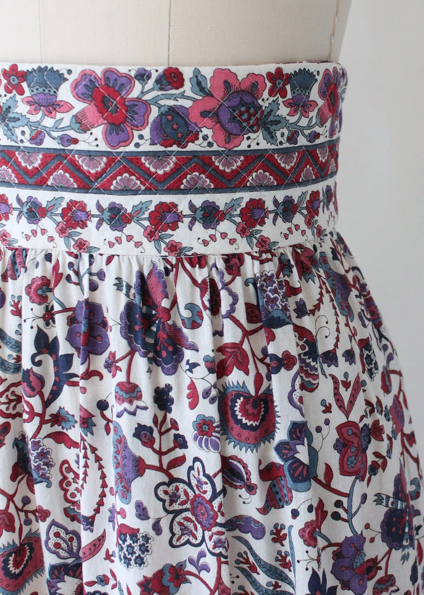 Vintage 1970s Indian Cotton Floral Maxi Skirt