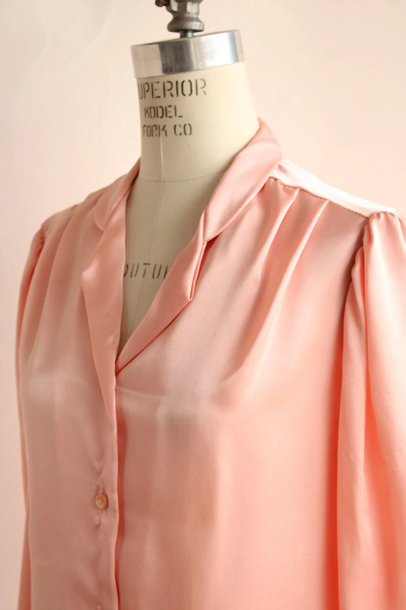 Vintage 1980s Pink Satin Button Up Blouse