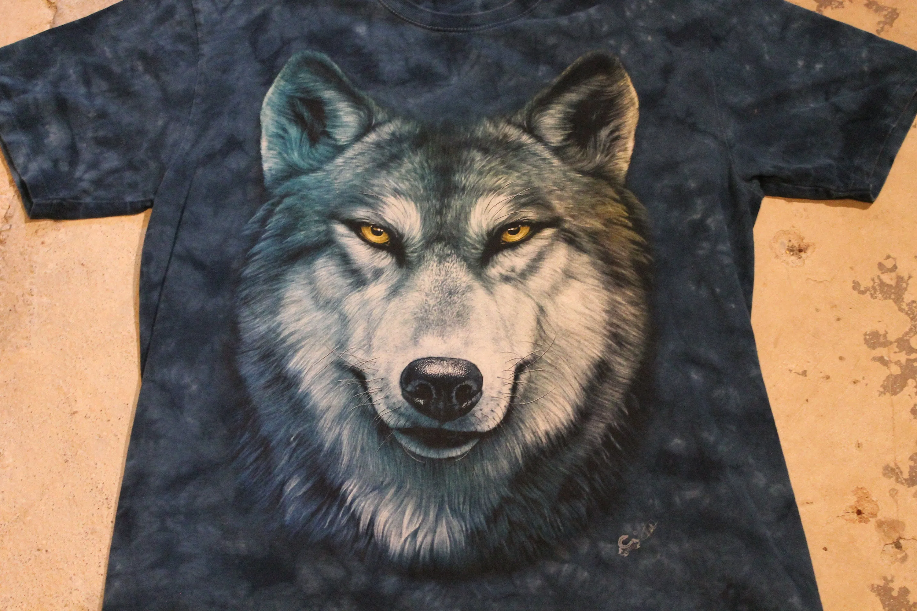 Vintage 1990s Grey Wolf Tie Dye Graphic T Shirt