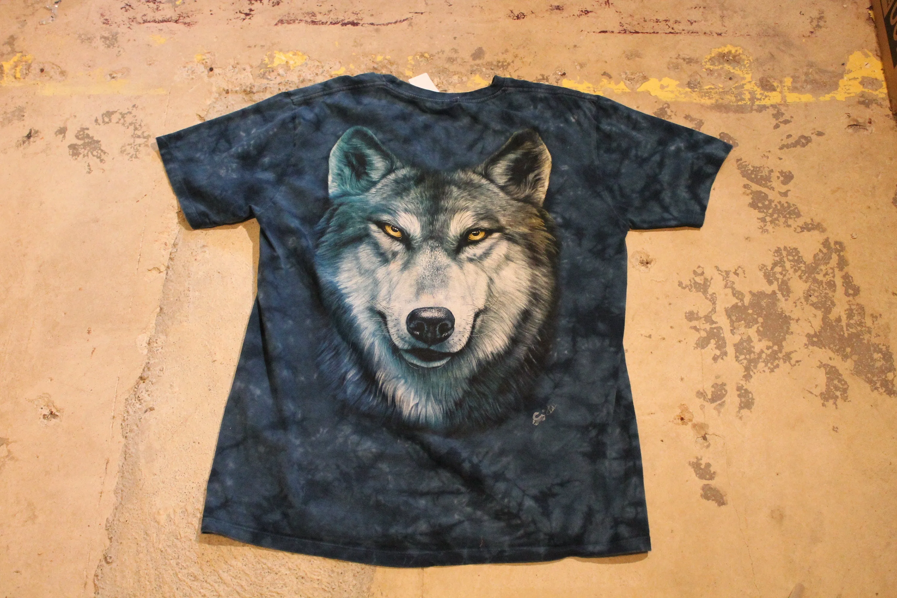 Vintage 1990s Grey Wolf Tie Dye Graphic T Shirt