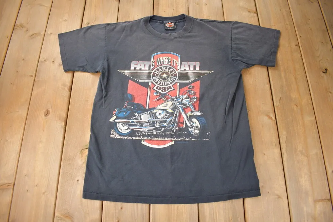 Vintage 1993 Quinlan's Harley Davidson Huntsville Canada Single Stitch Graphic T-Shirt Made In USA