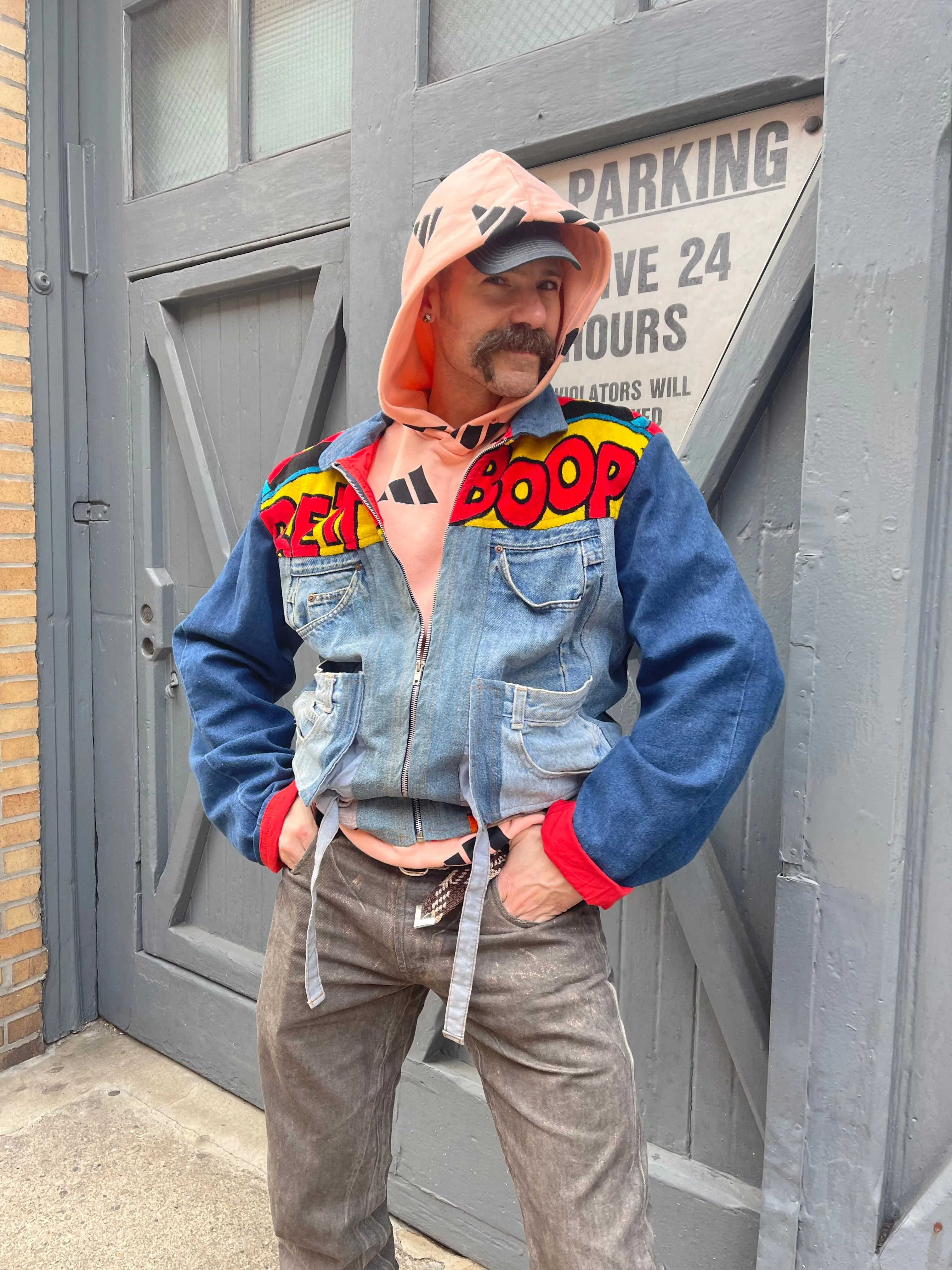 Vintage 80s Patchwork Biker Boop Jean Jacket