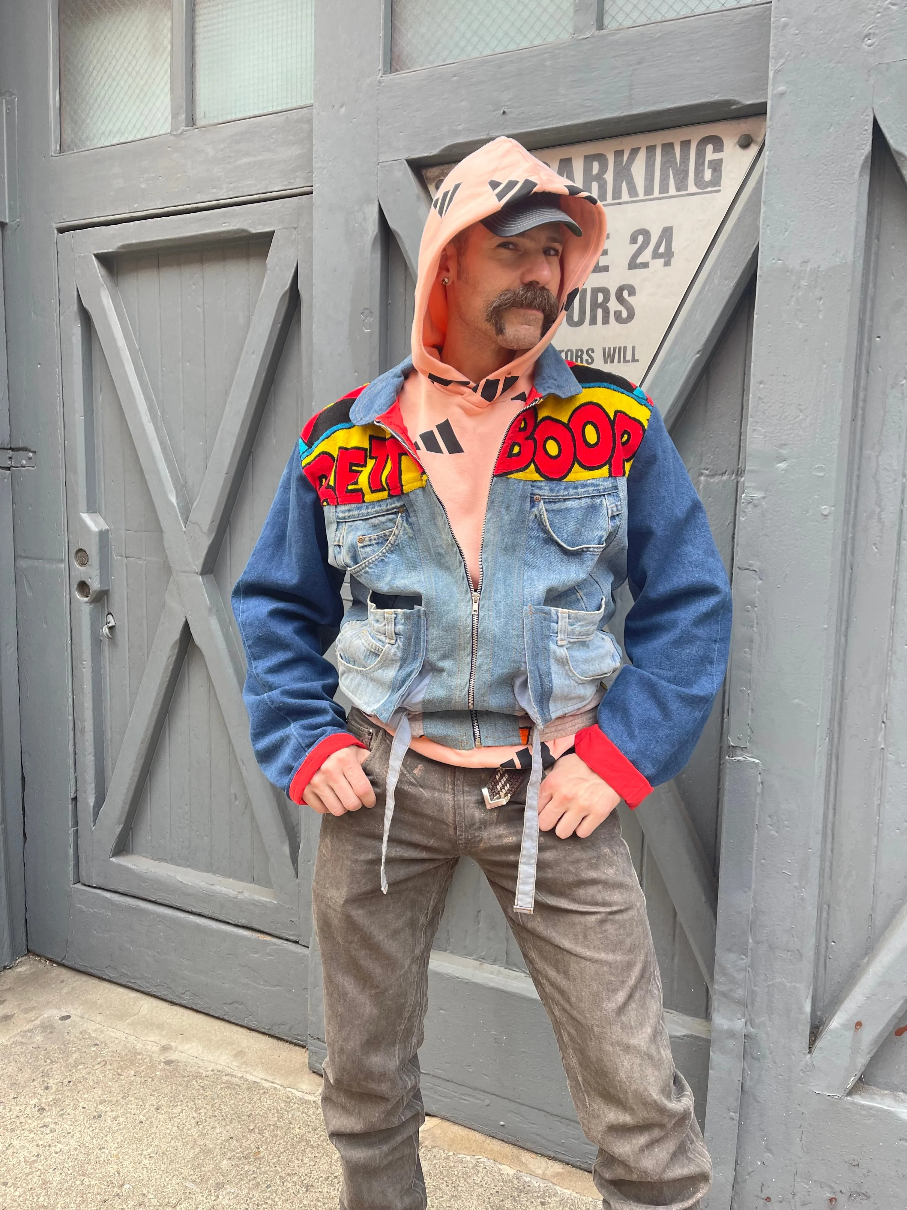 Vintage 80s Patchwork Biker Boop Jean Jacket