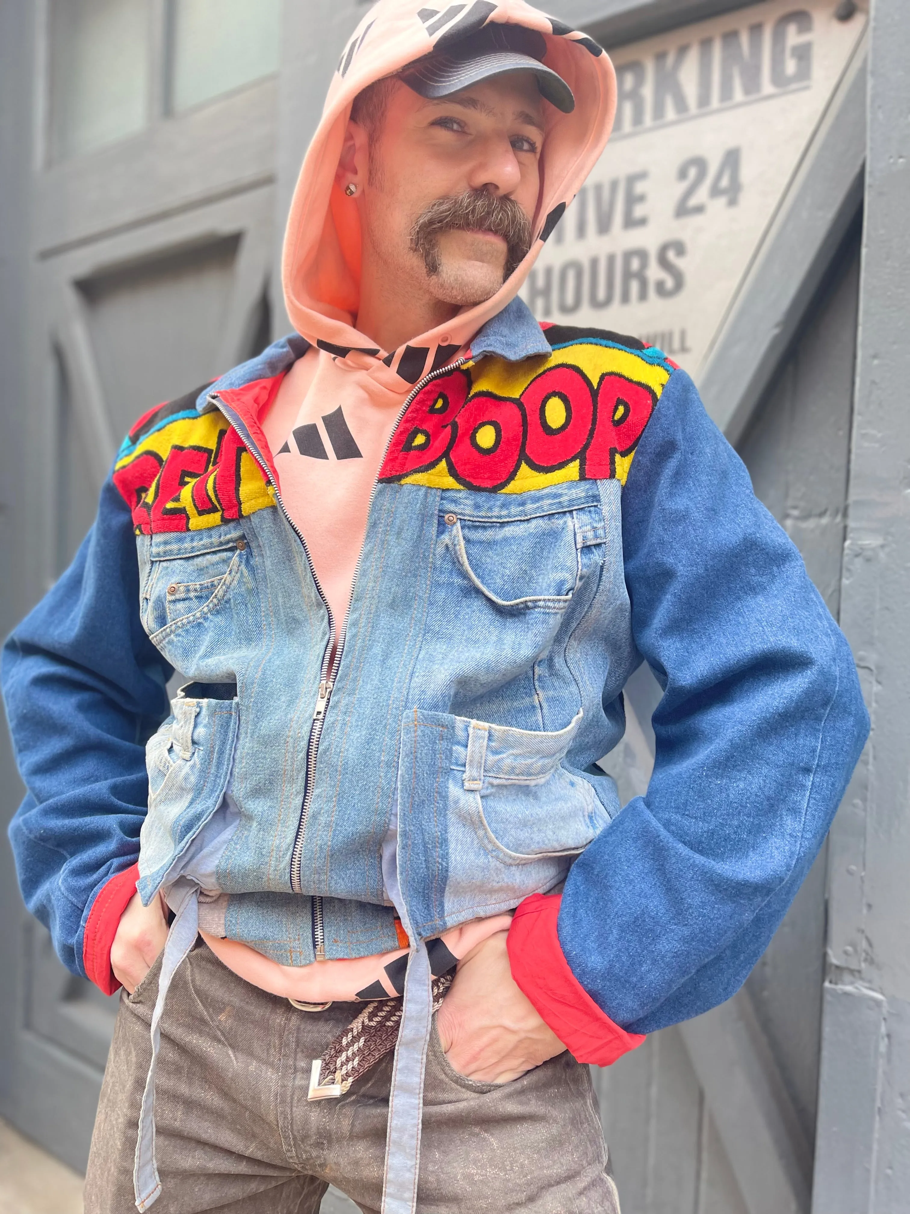 Vintage 80s Patchwork Biker Boop Jean Jacket