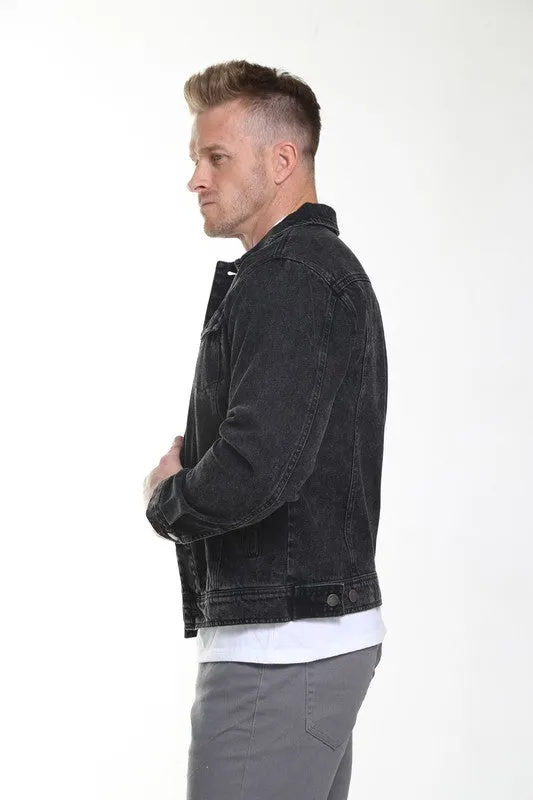 Vintage Black Mens Faded Denim Jacket