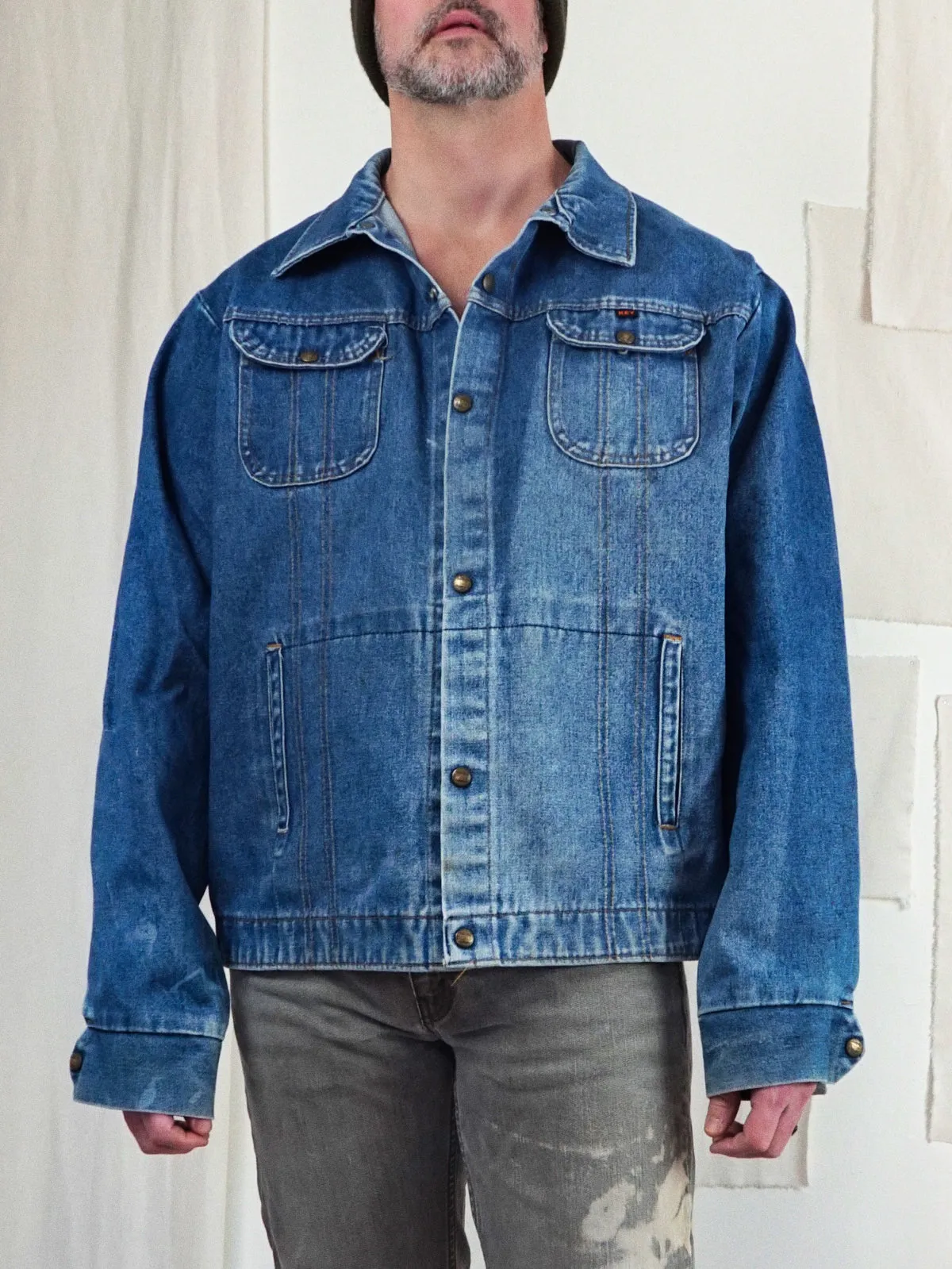 Vintage Boxy Denim Snap Button Jacket