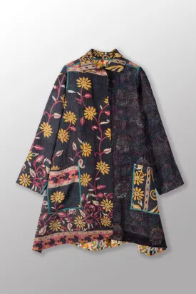 VINTAGE COTTON KANTHA A-LINE DUSTER - cv4311-0101a -