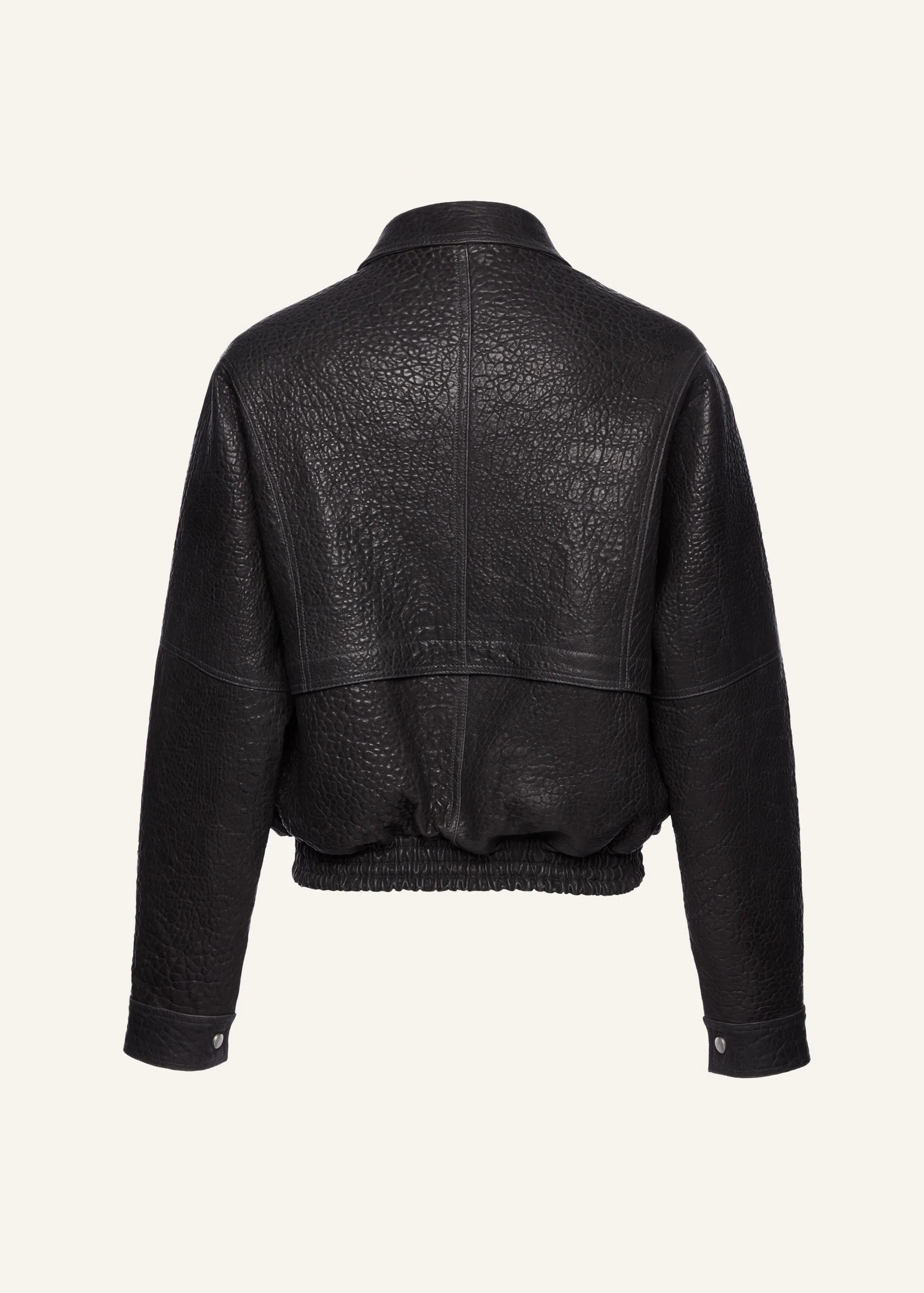 Vintage leather bomber jacket in embossed grey