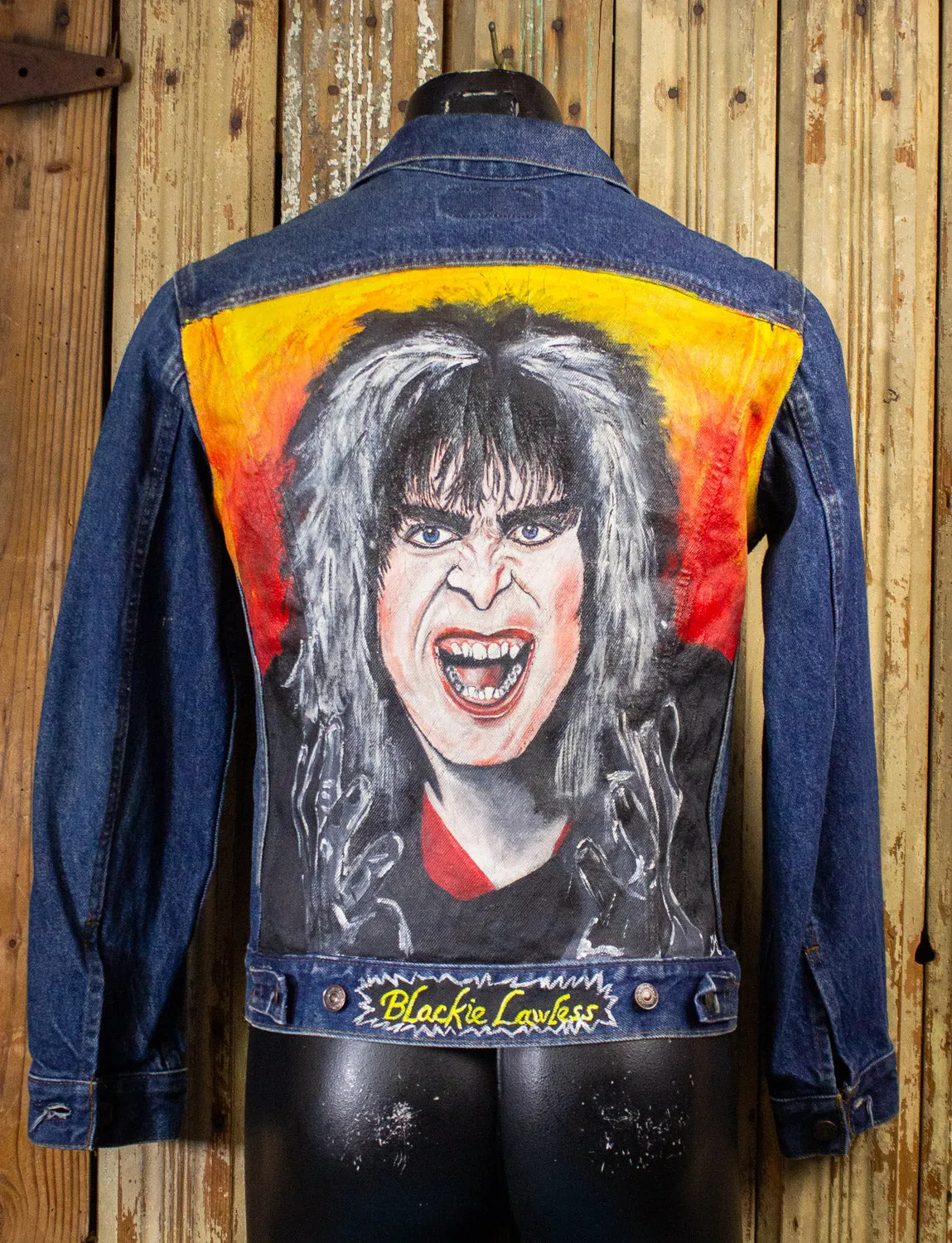 Vintage Levi's Hand Painted Blackie Lawless Denim Jacket 80s Dark Wash Small