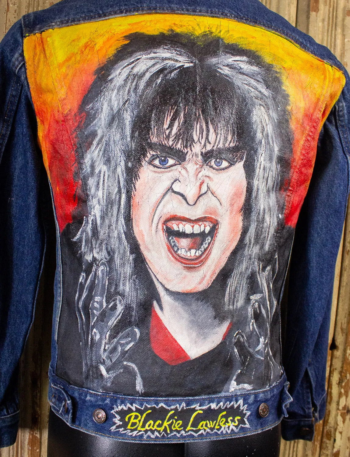 Vintage Levi's Hand Painted Blackie Lawless Denim Jacket 80s Dark Wash Small