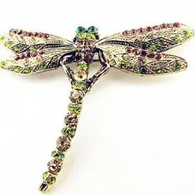 Vintage Lovely Dragonfly Crystal Scarf Lapel Pin Brooches For Women