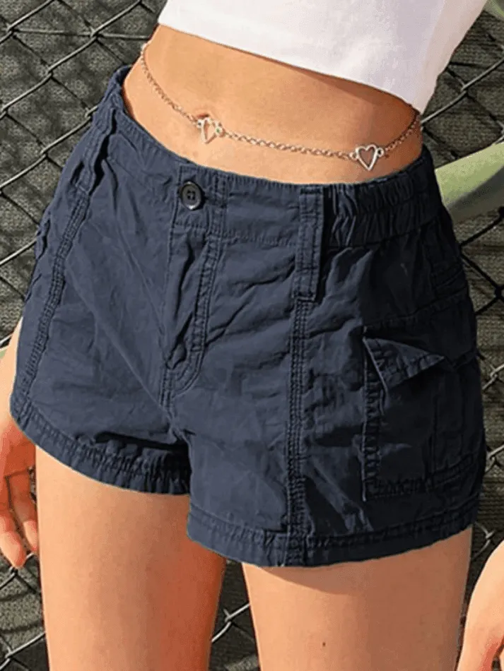 Vintage Low Rise Asymmetric Cargo Shorts