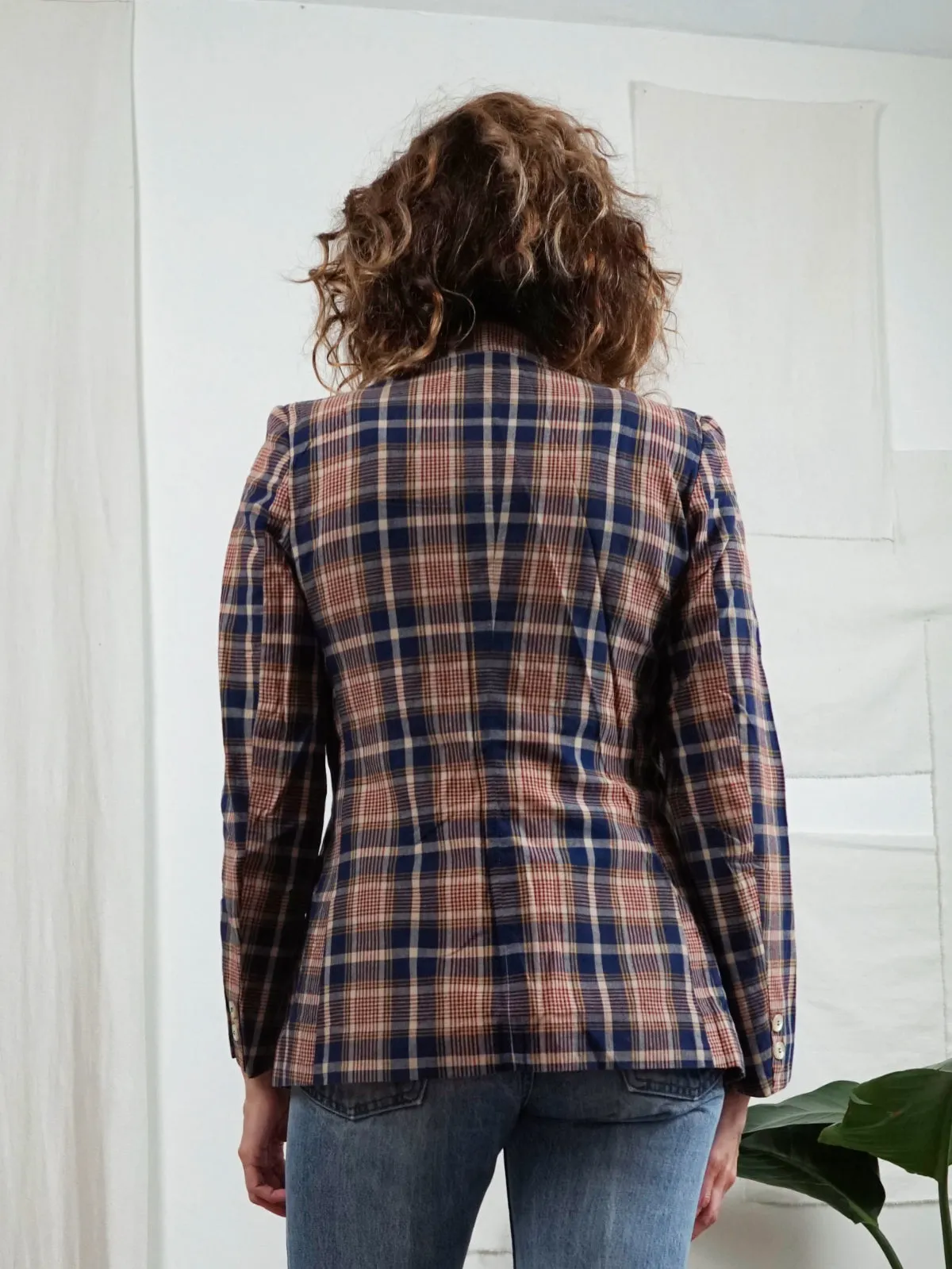 Vintage Madras Plaid Blazer