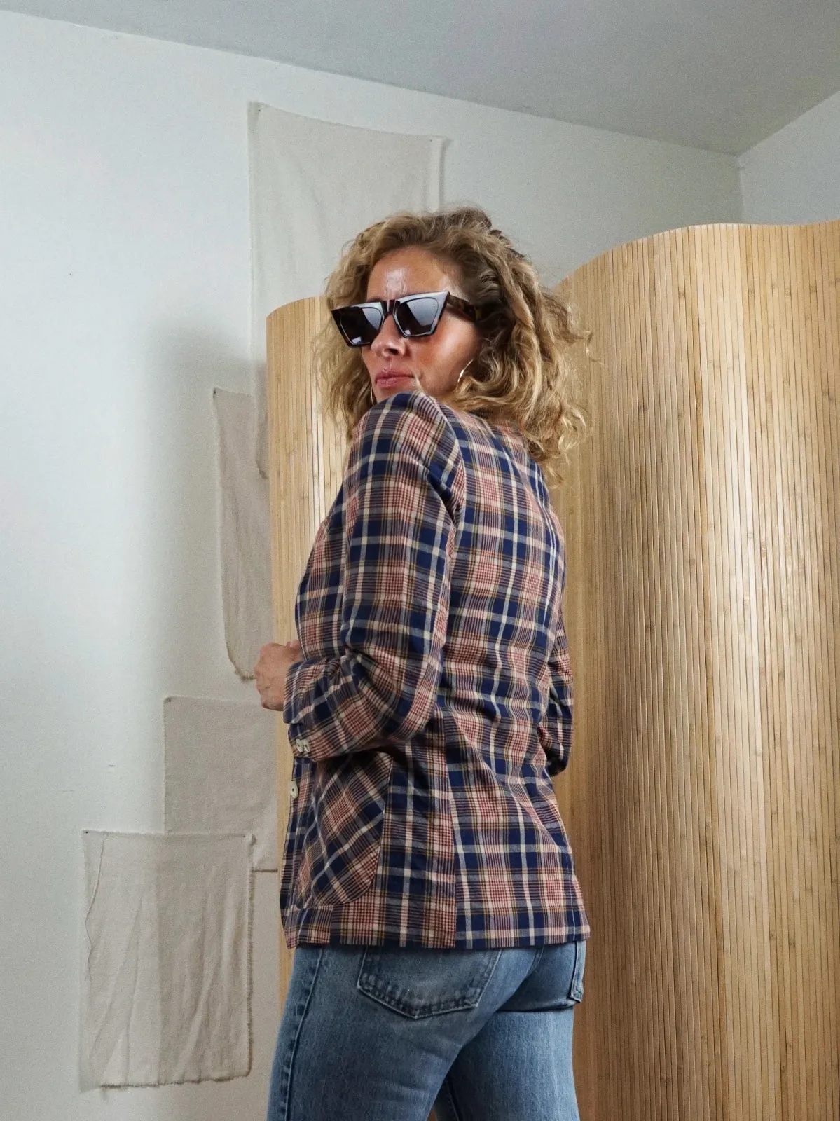 Vintage Madras Plaid Blazer