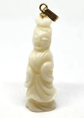 Vintage Mid-Century Carved 3D Coral Gold Filled Figurine Charm Pendant 1.75"