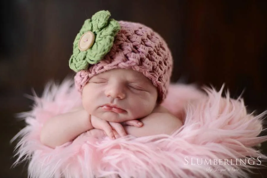 Vintage Pink Newborn Beanie Hat