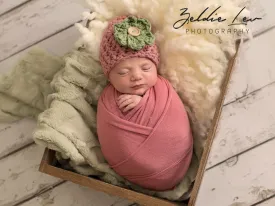 Vintage Pink Newborn Beanie Hat