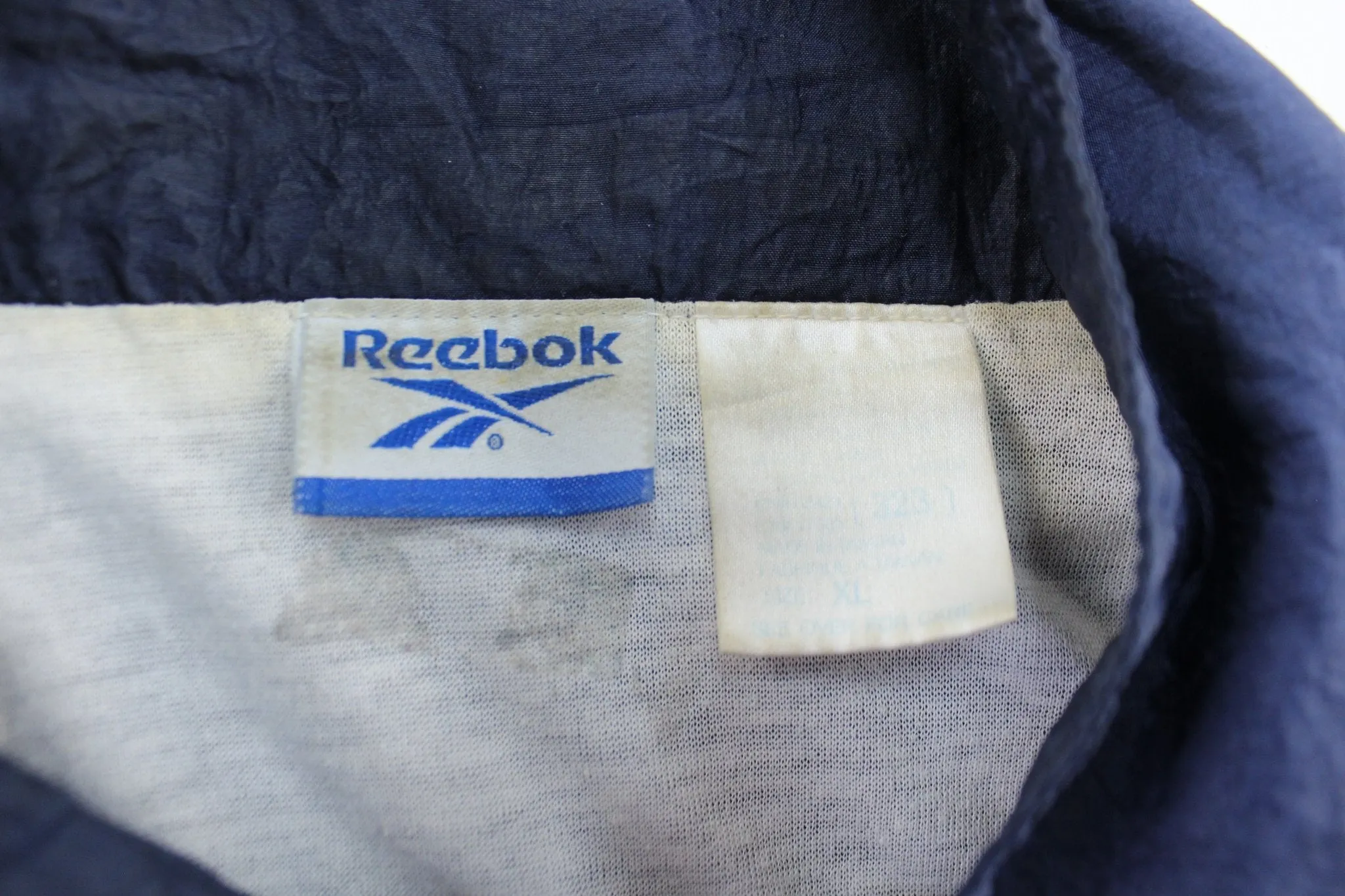 Vintage Reebok Embroidered Logo Blue, Green, & White Zip Up Jacket