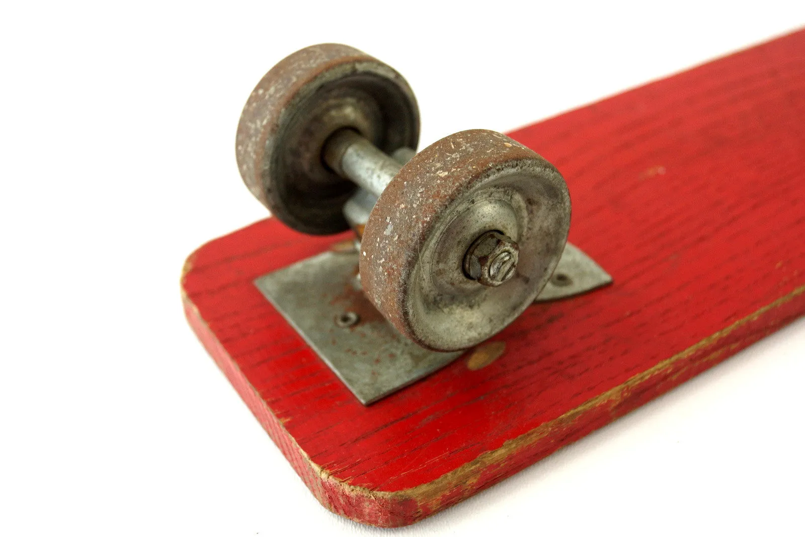 Vintage Roller Derby Wood Skateboard in Red with Steel Wheels (c.1950s)