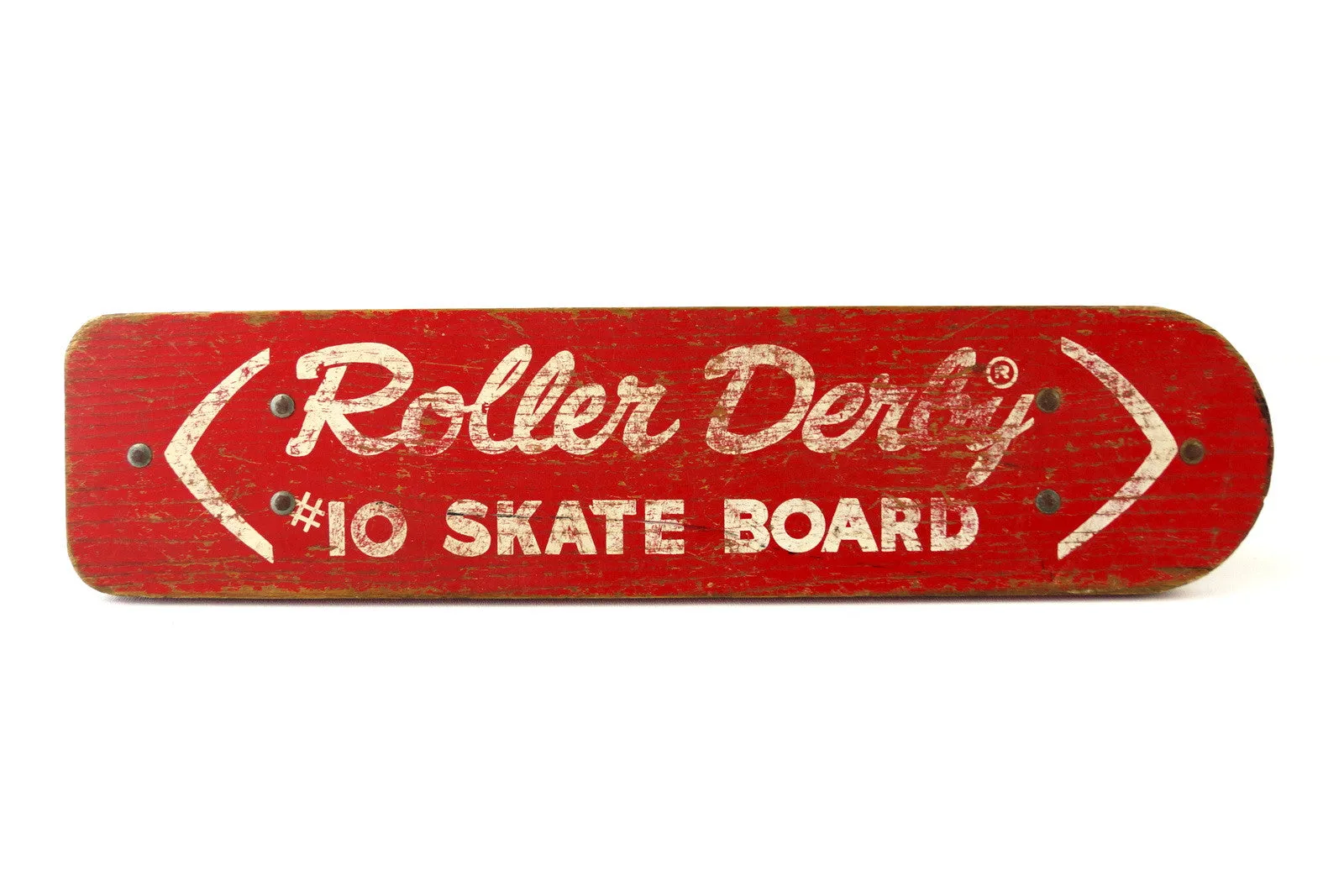 Vintage Roller Derby Wood Skateboard in Red with Steel Wheels (c.1950s)