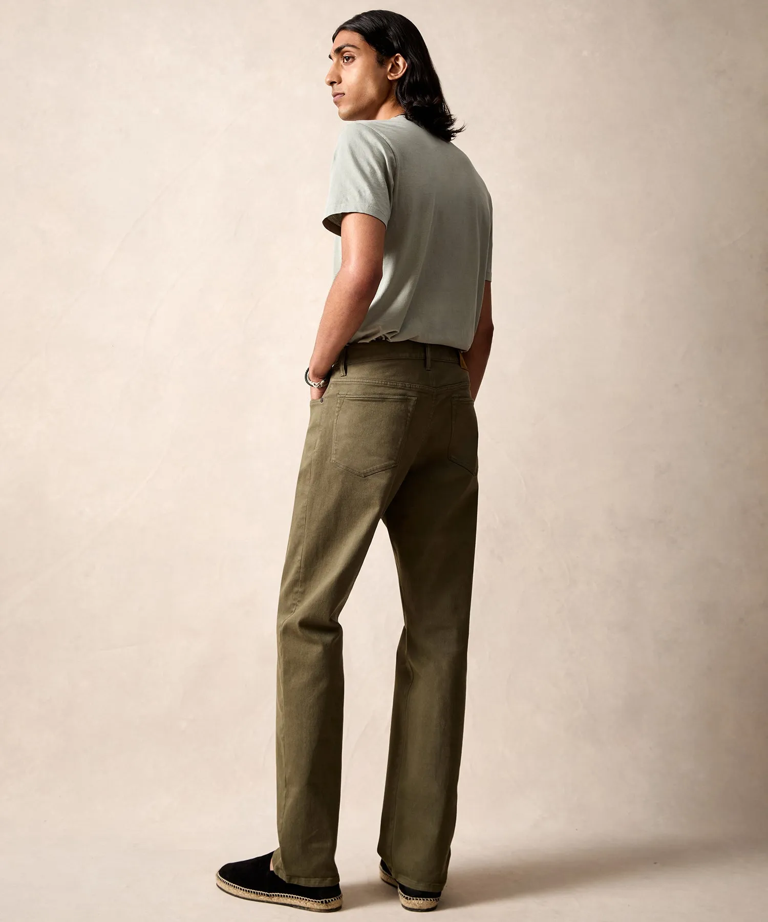 Vintage Straight Fit 5-Pocket Chino in Oak Moss